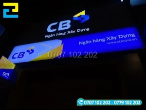 In UV Bạt Không Gân Ngân Hàng CB Bank Làm bảng hiệu hộp đèn sáng bắt mắt