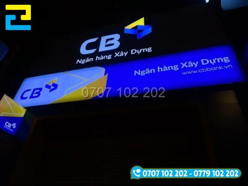 In UV Bạt Không Gân Ngân Hàng CB Bank Làm bảng hiệu hộp đèn sáng bắt mắt