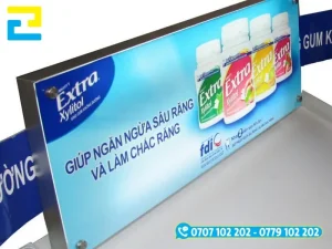 Bạt không gân in UV làm hộp đèn quảng cáo sản phẩm kẹo Extra Xylitol