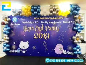 Background sân khấu tổ chức tiệc cuối năm tại công ty